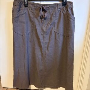 Vintage Pendleton Brown Midi Skirt with Drawstring Linen Size 14